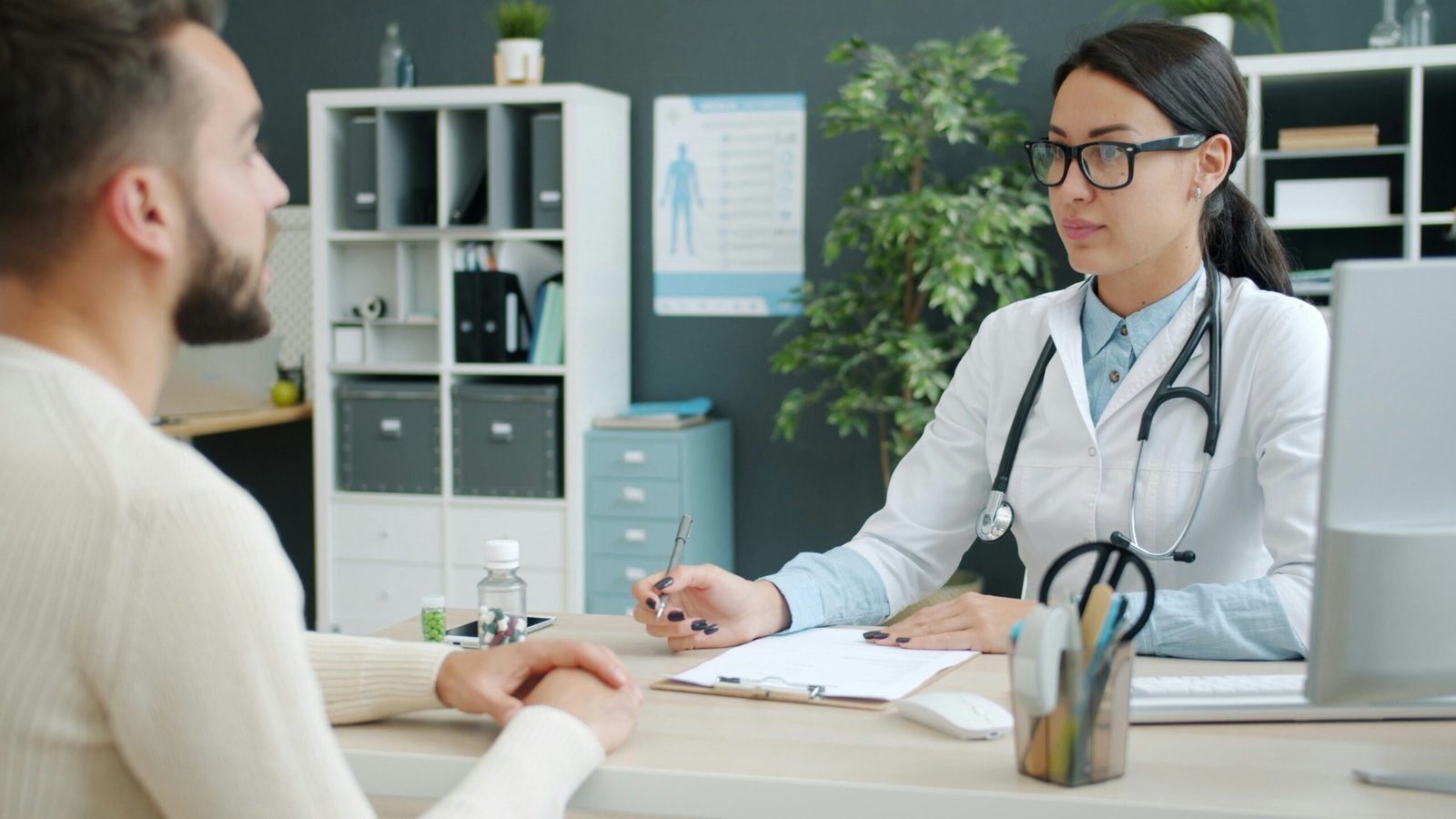 Doctor discussing blood test results with a patient